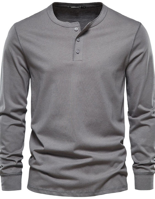 Load image into Gallery viewer, Men's Full Size Quarter Button Round Neck Long Sleeve T-Shirt Plus Size
