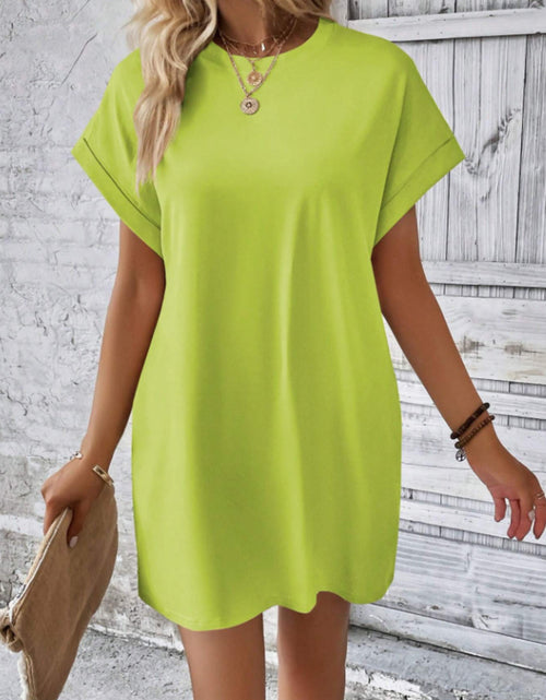 Load image into Gallery viewer, Round Neck Short Sleeve Mini Tee Dress with Pockets
