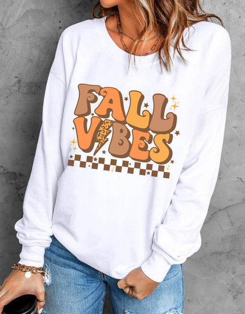 Load image into Gallery viewer, Letter Graphic Round Neck Long Sleeve Sweatshirt
