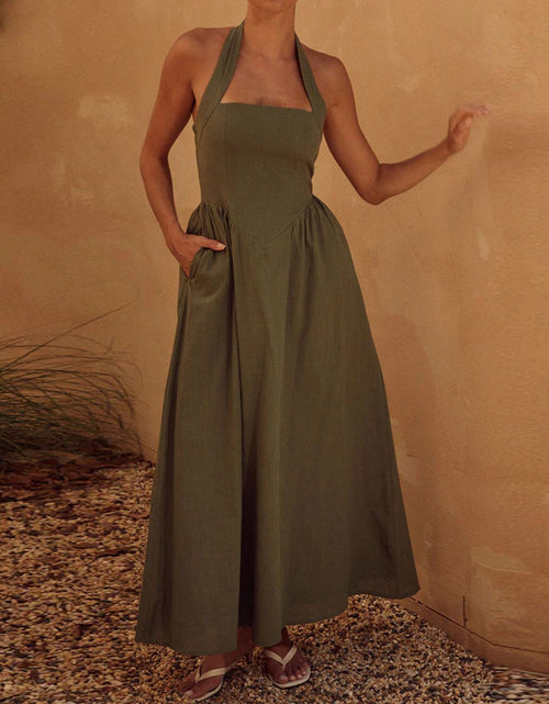 Load image into Gallery viewer, Halter Neck Maxi Dress with Pockets
