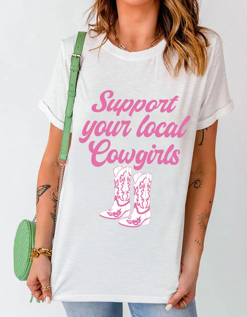 Load image into Gallery viewer, Letter Graphic Round Neck Short Sleeve T-Shirt
