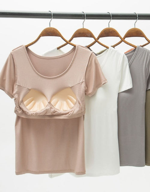 Load image into Gallery viewer, Round Neck Modal T-Shirt with Bra
