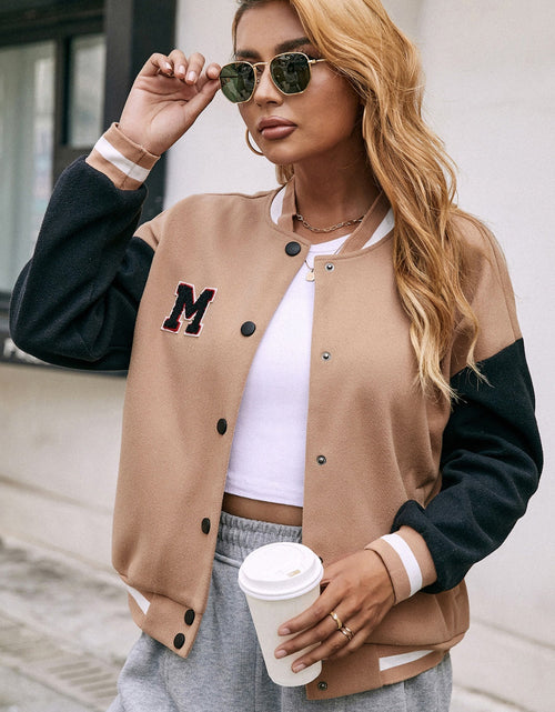 Load image into Gallery viewer, Ivy Lane Contrast Baseball Collar Snap Down Jacket
