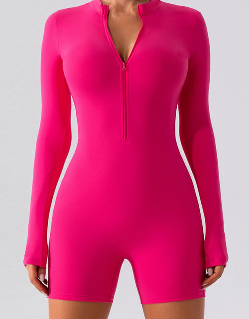 Load image into Gallery viewer, Half Zip Long Sleeve Active Romper
