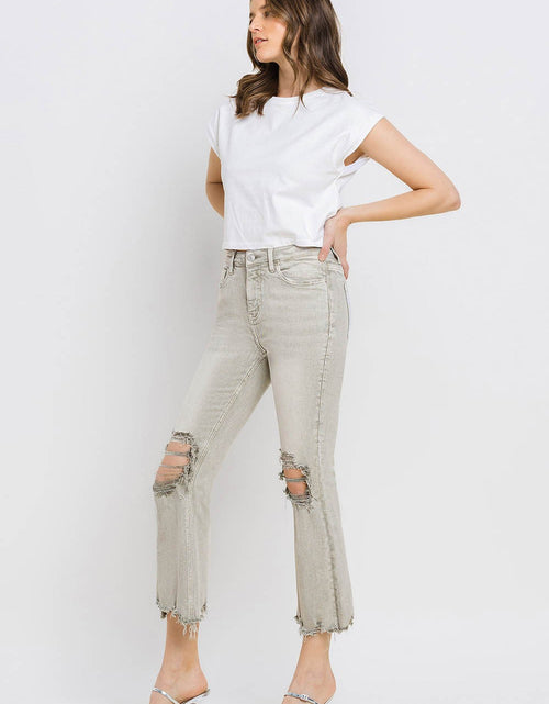 Load image into Gallery viewer, Lovervet Distressed Raw Hem Cropped Flare Jeans
