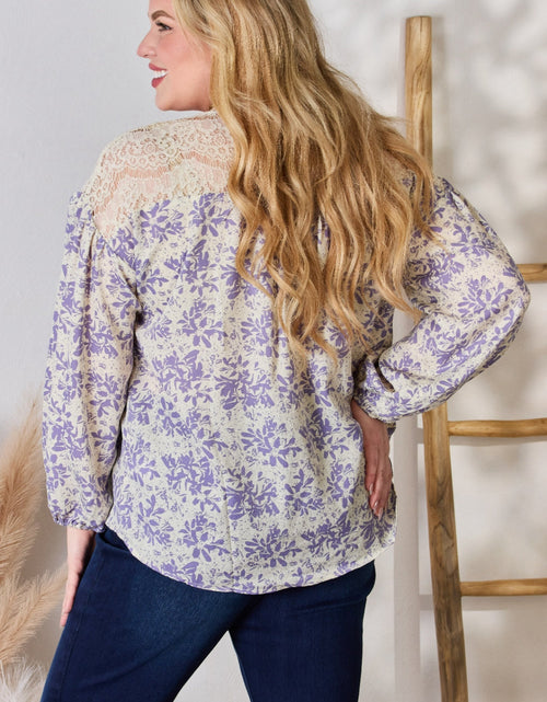Load image into Gallery viewer, Hailey &amp; Co Full Size Lace Detail Printed Blouse
