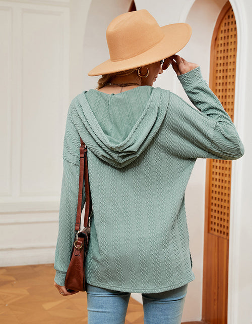 Load image into Gallery viewer, Half-Button Dropped Shoulder Hoodie
