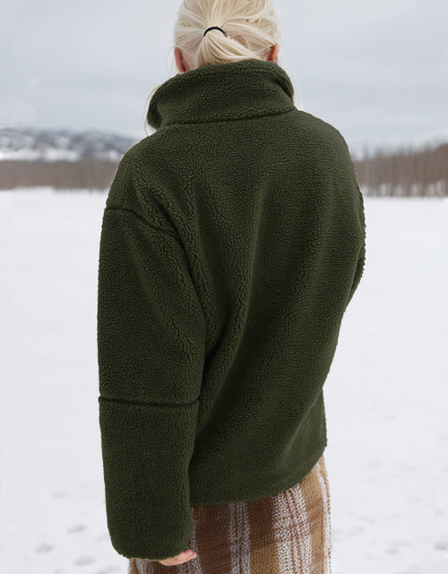 Load image into Gallery viewer, Turtleneck Zip Up Long Sleeve Plush Jacket
