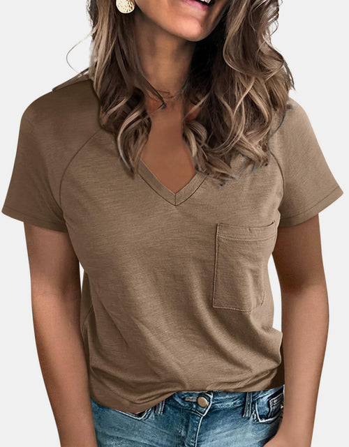 Load image into Gallery viewer, Pocketed V-Neck Short Sleeve T-Shirt
