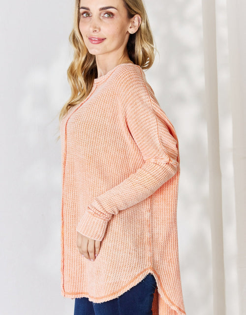 Load image into Gallery viewer, Zenana Oversized Washed Waffle Long Sleeve Top
