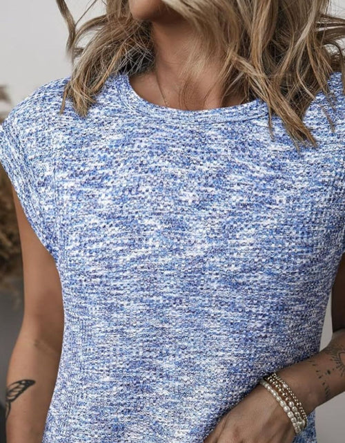 Load image into Gallery viewer, Heathered Round Neck Cap Sleeve T-Shirt
