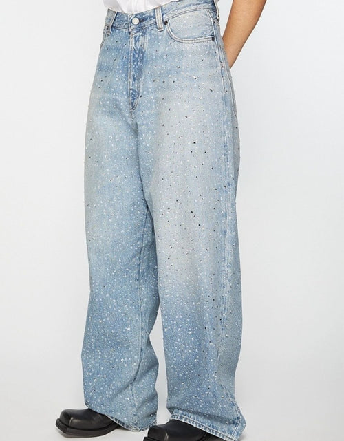 Load image into Gallery viewer, Men's Washed Rhinestone Print Jeans

