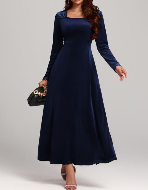 Load image into Gallery viewer, Square Neck Long Sleeve Velvet Dress
