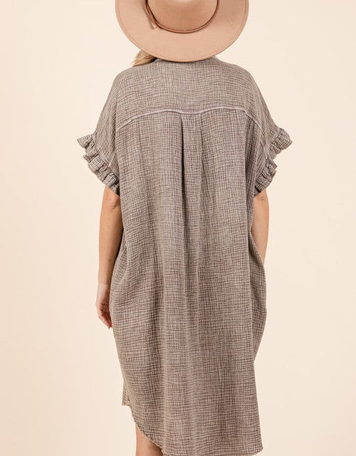 Load image into Gallery viewer, Mittoshop Mineral Wash Cotton Gauze Mini Shirt Dress
