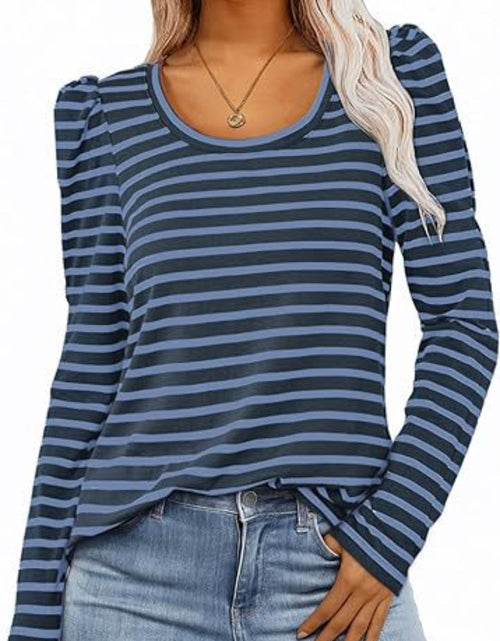 Load image into Gallery viewer, Striped Round Neck Long Sleeve T-Shirt
