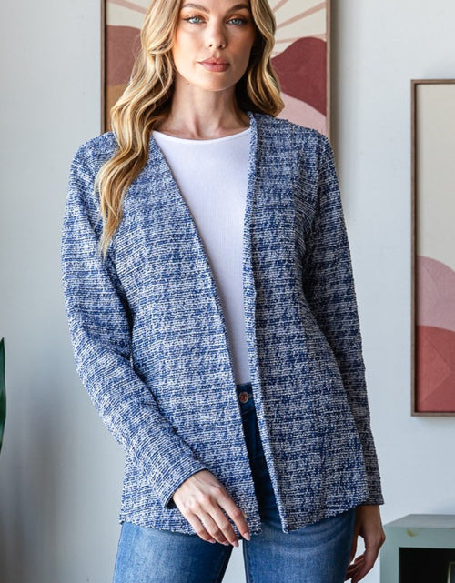 Load image into Gallery viewer, Heimish Full Size Houndstooth Tweed Open Front Blazer

