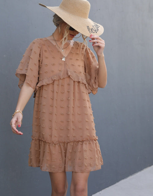 Load image into Gallery viewer, Swiss Dot V-Neck Flutter Sleeve Mini Dress
