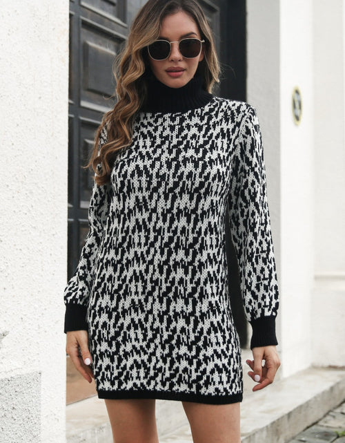 Load image into Gallery viewer, Heathered Turtleneck Mini Sweater  Dress
