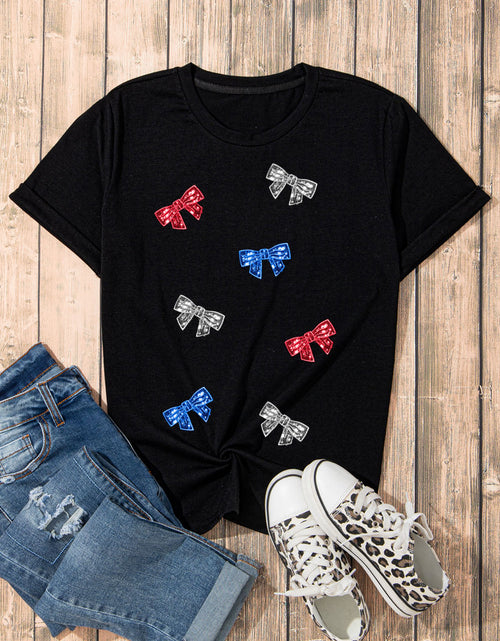 Load image into Gallery viewer, Bow Round Neck Short Sleeve T-Shirt
