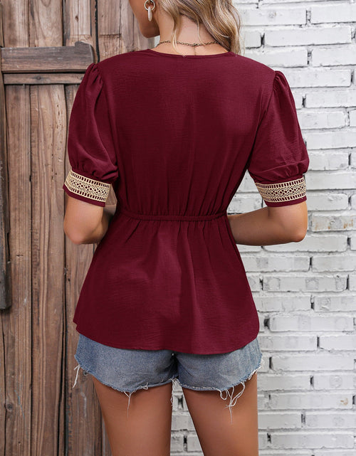 Load image into Gallery viewer, Ivy Lane Contrast V-Neck Babydoll Top
