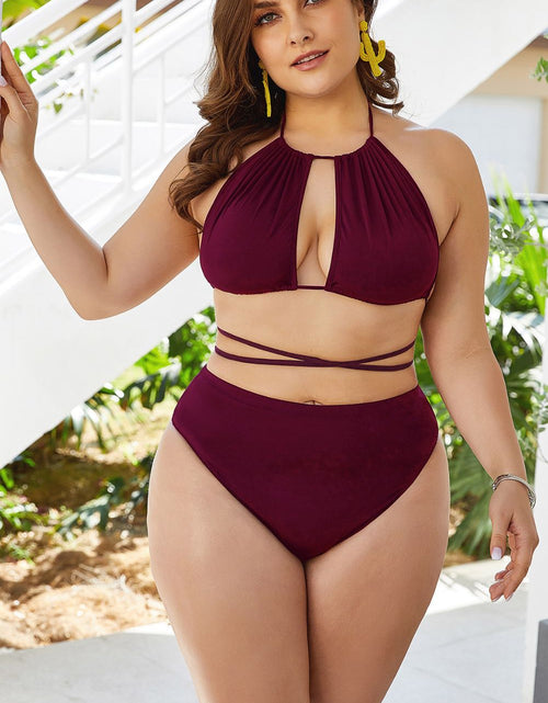 Load image into Gallery viewer, Plus Size Cutout Tied Backless Bikini Set
