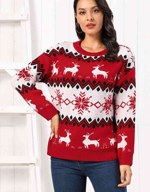 Load image into Gallery viewer, Reindeer Round Neck Sweater
