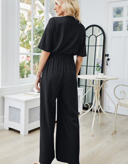 Load image into Gallery viewer, Tie Front Cutout Wide Leg Jumpsuit
