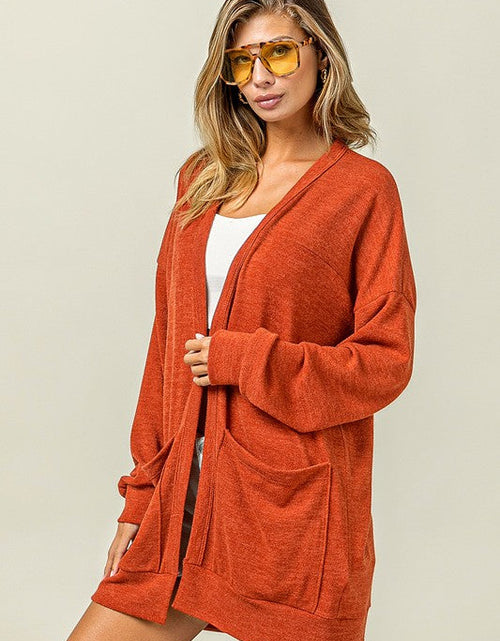 Load image into Gallery viewer, BiBi Open Front Drop Shoulder Cardigan with Pockets
