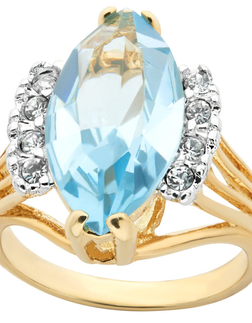 Load image into Gallery viewer, Vintage Ring Aquamarine Marquise Crystal 18k Gold Antique Womans Jewelry Handmade Rings by PVD Vintage Jewelry
