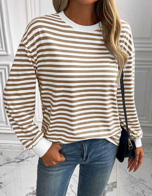 Load image into Gallery viewer, Ivy Lane Striped Round Neck Long Sleeve Sweatshirt
