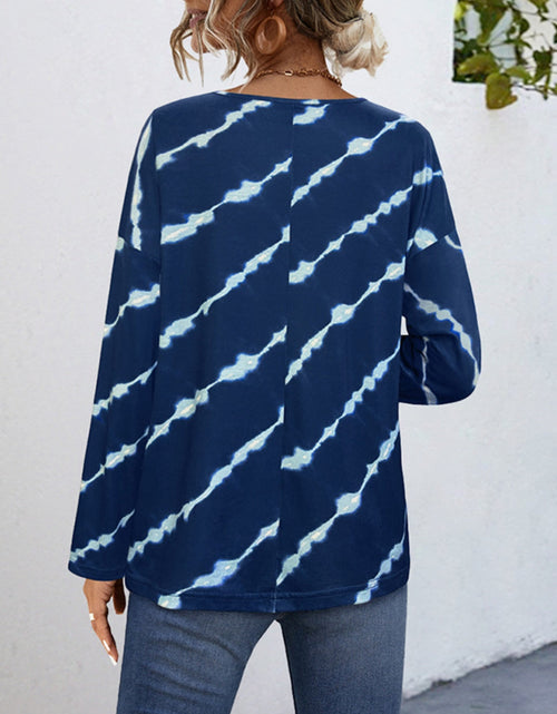 Load image into Gallery viewer, Striped Round Neck Long Sleeve T-Shirt
