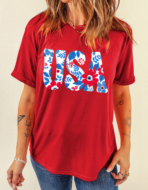Load image into Gallery viewer, USA Round Neck Short Sleeve T-Shirt
