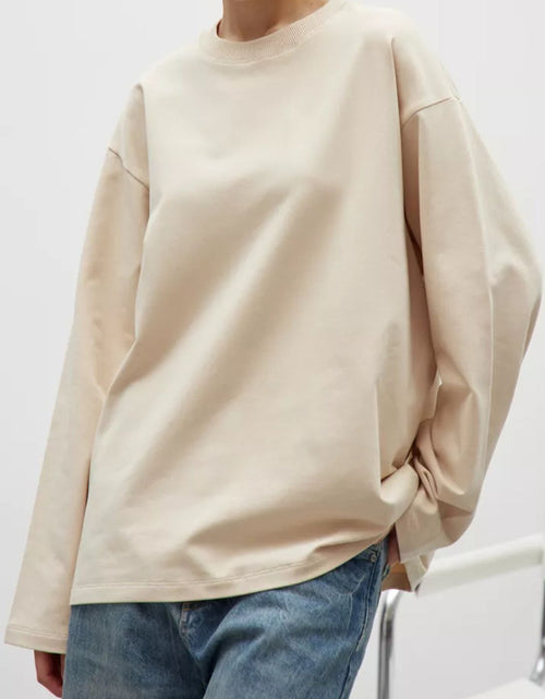 Load image into Gallery viewer, Round Neck Dropped Shoulder Long Sleeve T-Shirt
