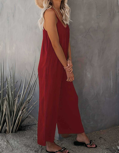 Load image into Gallery viewer, Scoop Neck Spaghetti Strap Jumpsuit
