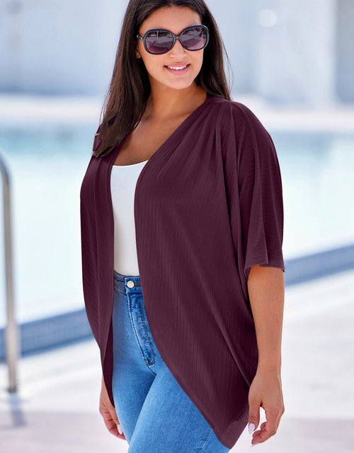 Load image into Gallery viewer, Plus Size Ribbed Cocoon Cover Up
