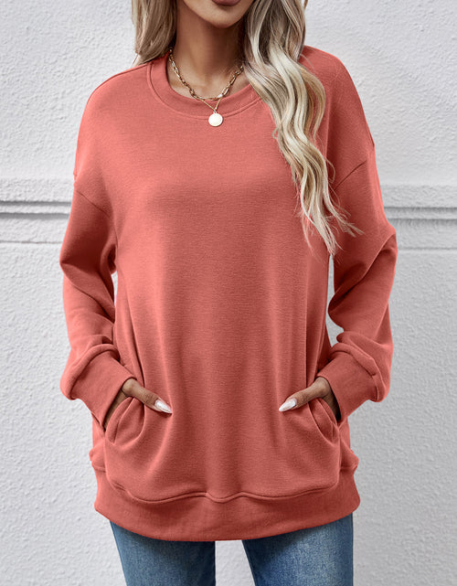 Load image into Gallery viewer, Dropped Shoulder Sweatshirt with Pockets
