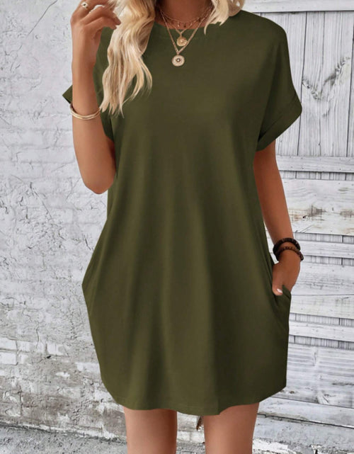 Load image into Gallery viewer, Short Sleeve Mini Tee Dress with Pockets
