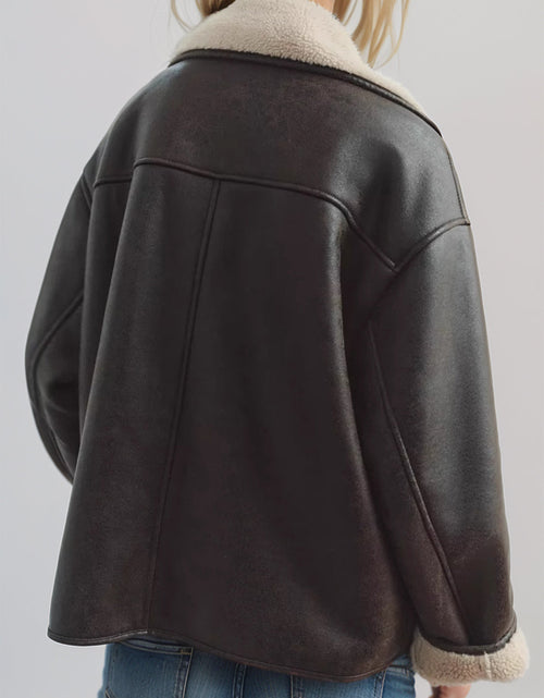 Load image into Gallery viewer, Collared Neck Long Sleeve Plush Jacket
