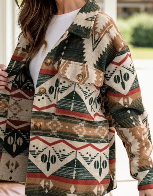 Load image into Gallery viewer, Geometric Button Up Long Sleeve Jacket
