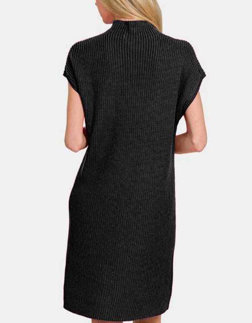 Load image into Gallery viewer, Zenana Mock Neck Short Sleeve Sweater Dress
