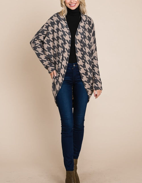 Load image into Gallery viewer, BOMBOM Houndstooth Open Front Cocoon Knit Cardigan
