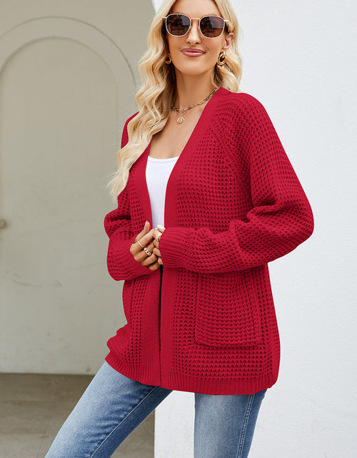 Load image into Gallery viewer, Open Front Long Sleeve Cardigan with Pockets
