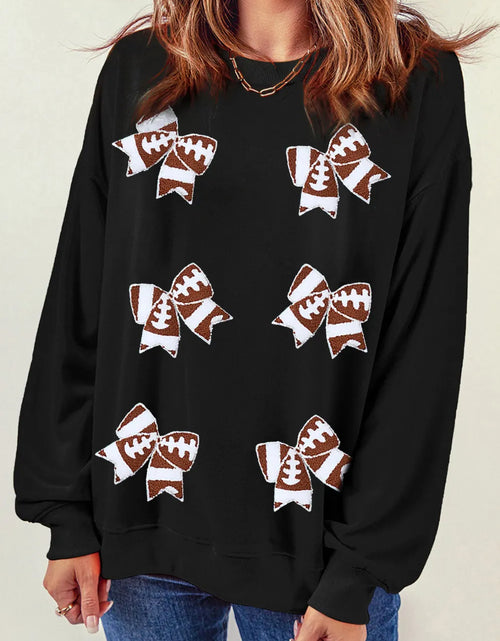 Load image into Gallery viewer, Bow Round Neck Long Sleeve Sweatshirt
