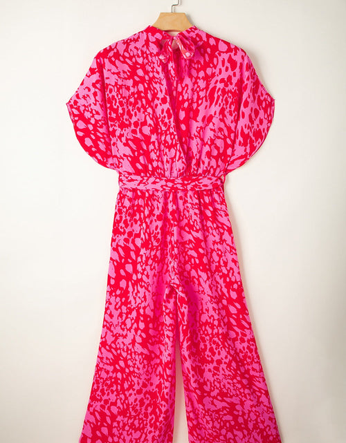Load image into Gallery viewer, Leopard Belted Wide Leg Jumpsuit
