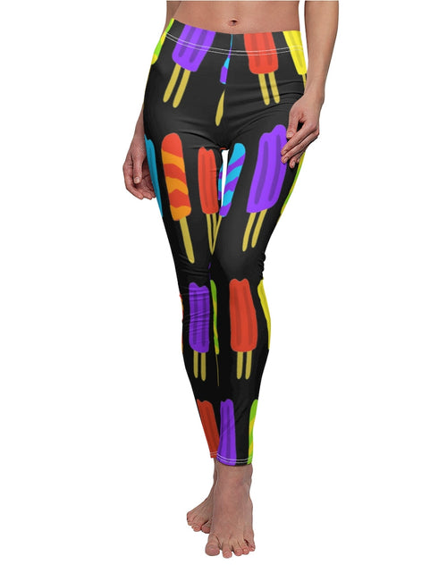 Load image into Gallery viewer, Popsicle Print Casual Leggings - Black by Tshirt Unlimited
