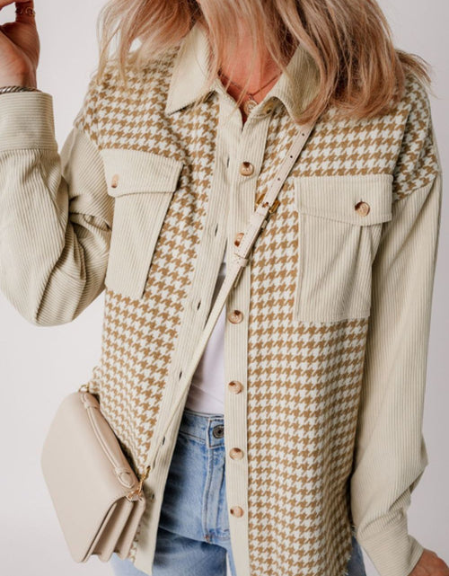 Load image into Gallery viewer, Houndstooth Button Up Long Sleeve Jacket
