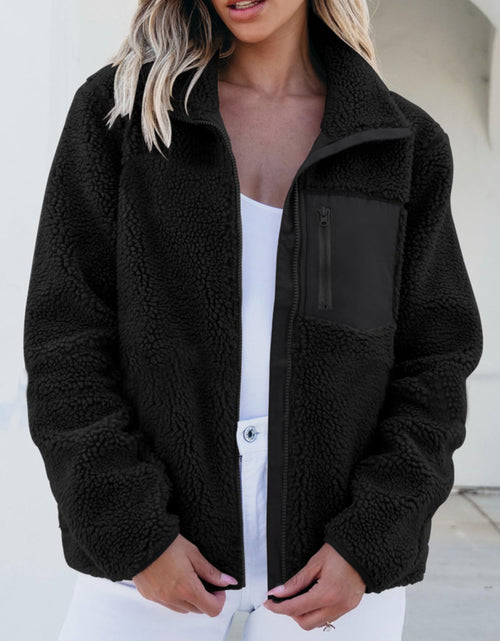 Load image into Gallery viewer, Zip Up Long Sleeve Plush Jacket
