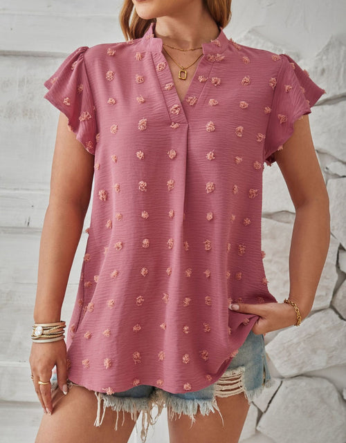 Load image into Gallery viewer, Swiss Dot Notched Cap Sleeve T-Shirt
