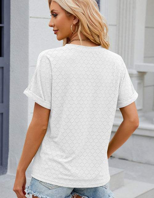 Load image into Gallery viewer, Eyelet Notched Short Sleeve T-Shirt

