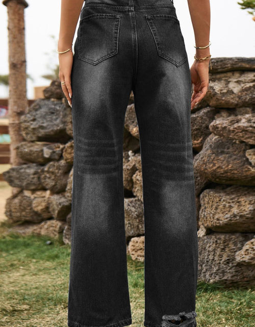 Load image into Gallery viewer, Distressed Buttoned Loose Fit Jeans
